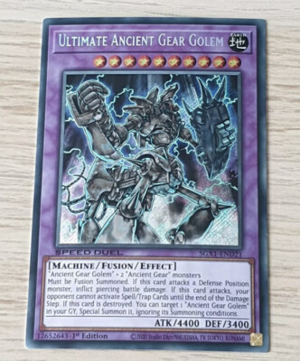 🔥 Yugioh ULTIMATE ANCIENT GEAR GOLEM SECRET RARE SGX1-END21 SPEED DUEL GX-image