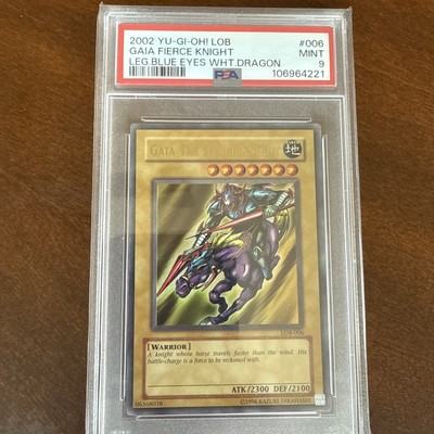 YUGIOH PSA 9 Gaia the Fierce Knight LOB-006 Ultra Rare Unlimited Original 2002-image