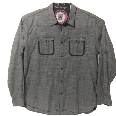 Quilted Giraffe Shirt Mens 2XL Gray Button Up Long Sleeve 100% Cotton-image