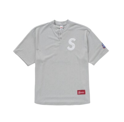 IN-HAND Supreme S Logo Baseball Jersey Henley Grey Size: XL-image