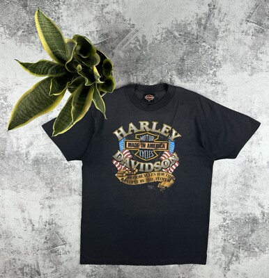 Vintage 90s 1990 Harley Davidson USA Motocycle Bike Eagle Print 90S T Shirt Tee-image