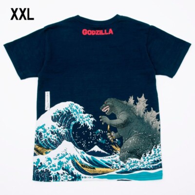 GodzillaxUkiyo-e Discharge Printing T-shirt XXL size Godzilla Store From Japan-image