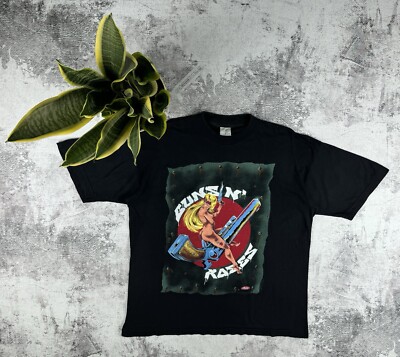 Vintage Guns N Roses 1992 Conart Girl Revolver Glock Print RARE Rock T Shirt Tee-image