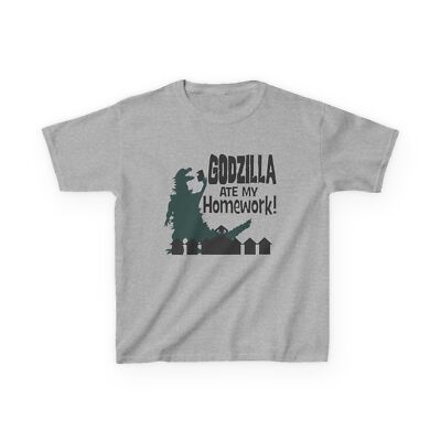 Kids Tee, Funny Godzilla Ate My Homework Design, Monster Lover Gift-image