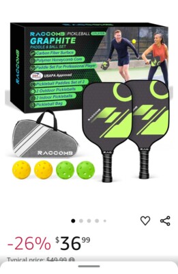 Carbon Fiber Pickleball Paddles - Graphite Pickleball Paddles Set of 2, Polymer-image