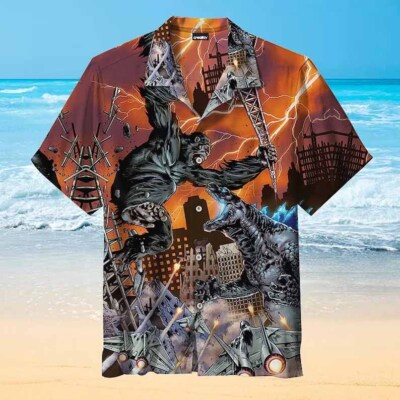 Godzilla vs King Kong Universal Hawaiian Shirt, Godzilla Gifts, King Kong Shirt-image