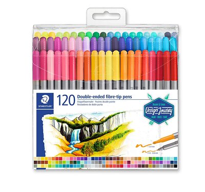 Staedtler Double Ended 120 Clrs Wallet Pack Of Fibre Tip Marker Pen Set 2 Tips  -image
