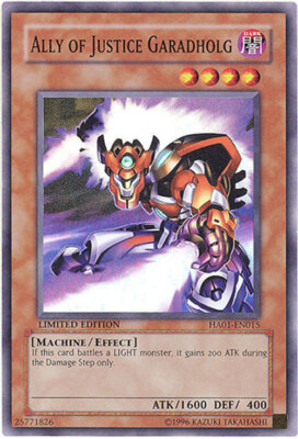3 x Yu-Gi-Oh Card - HA01-EN015 - ALLY OF JUSTICE GARADHOLG (super rare holo) -NM-image