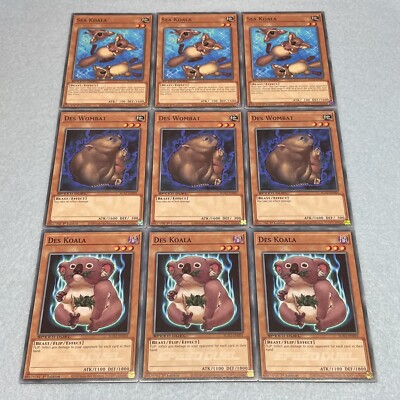 Yugioh GX 3x Des Koala + 3x Des Wombat + 3x Sea Koala Chumley 9 Card Set SGX1 NM-image