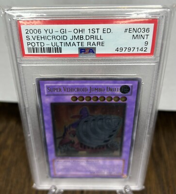Yugioh Super Vehicroid Jumbo Drill POTD-EN036 Ultimate Rare 1st Edition PSA 9-image