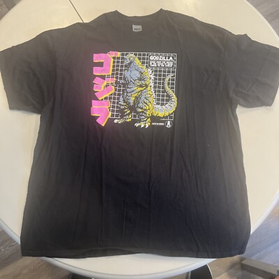 Retro Godzilla Tokyo Japan Black Cotton Graphic Tee/T-Shirt Mens Size L-image