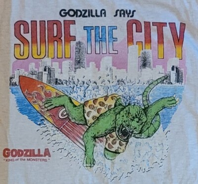 RARE GODZILLA King of the Monsters 'Surf the City' Vintage 1980s Child's T-Shirt-image