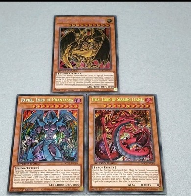 Yugioh GX Sacred Beast God Cards Raviel Uria Hamon Secret Rare 3 Card Set SGX3-image