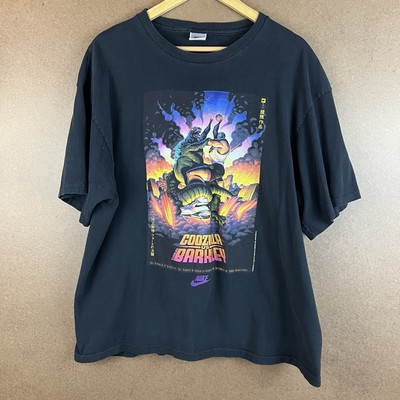 Rare Vintage VTG 90s Nike Godzilla vs Barkley Black T-Shirt Single Stitch XL USA-image