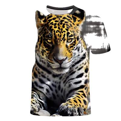 3D Printed Cartoon Lion T-Shirt for Men and Women, Short Sleeve Round Neck Polye-image