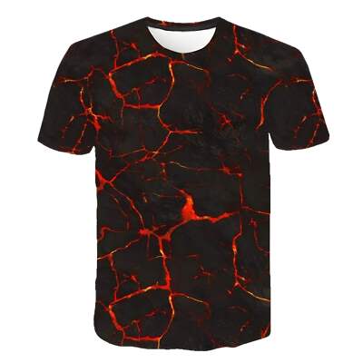3D Digital Printing Geometric Flame Design Short Sleeve Shirt for Youth, Thin Me-image