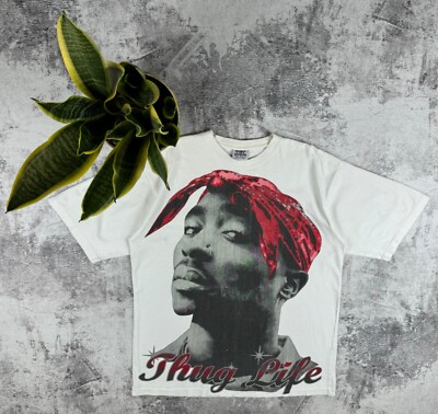 Vintage 2Pac Shakur Thug Life Big Logo Tour Rap RARE Hip Hop USA T Shirt Tee-image
