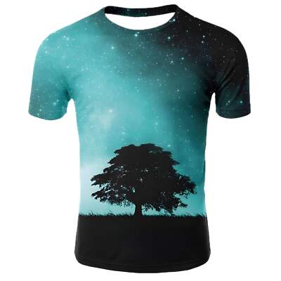 Men's 3D Cartoon Print Slim Fit Short Sleeve T-Shirt for Youth, Summer Casual St-image