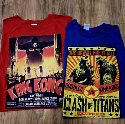 Vintage King Kong Godzilla Lot of 2 T-Shirt Graphic Short Sleeve Size-4XL (5V)-image