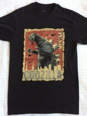 Godzilla Red Stamp Destruction Black T-shirt New Official Licensed Unworn -image