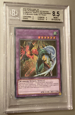 1x No Name BGS 8.5 ELEMENTAL HERO FLAME WINGMAN SGX1-ENA21 Yugioh SECRET 1ST ED-image