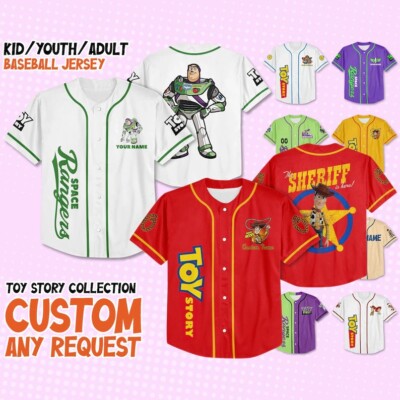 Custom Buzz Lightyear Toy Story Baseball Jersey Disney Fan Kids Shirt Size S-5XL-image
