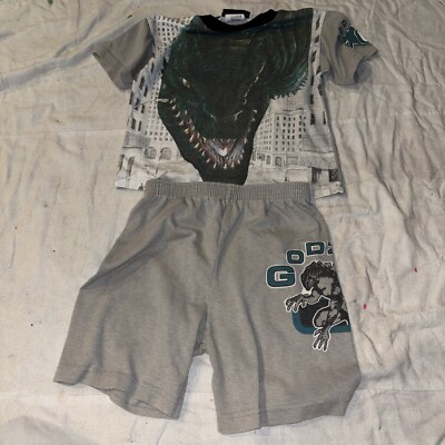 Vintage Godzilla shirt and shorts size 4 small mark on shorts as shown -image