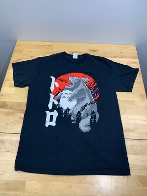 Totoro X Godzilla Mashup Shirt Mens M Black Anime Casual Crew Neck 11462-image