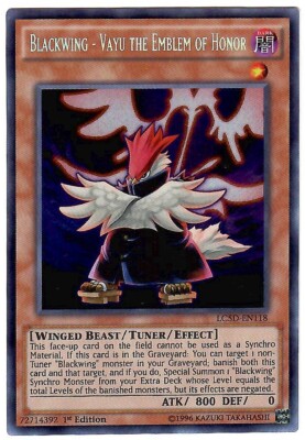 YuGiOh Blackwing - Vayu the Emblem of Honor LC5D-EN118 Secret Rare NM 1st Ed-image