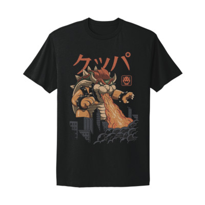 Godzilla Bowser Japan King of Monsters movie vtg Graphic design T-Shirt-image