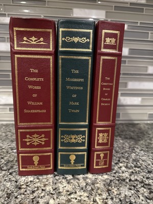 Borders Leather Bound Classic📚Shakespeare Dickens Twain Gilded Deco State Press-image