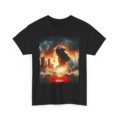 Cat + Godzilla T-Shirt – Catzilla Funny Graphic Tee for Men & Women-image