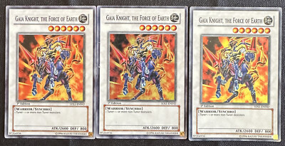 YUGIOH 3x Gaia Knight, the Force of Earth 5DS1-EN042 Super Rare 1st Edition MP-image