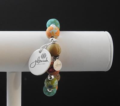 Jilzara Summer Cottage Medium Silverball Bracelet Polymer Clay Bead Handmade P3-image