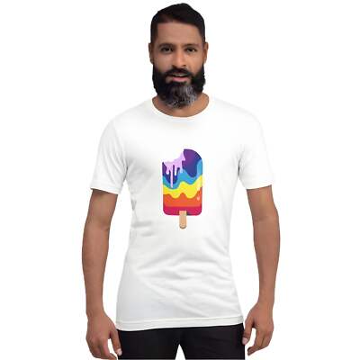 Colorful Rainbow Ice Candy T-shirt for Teens - Short Sleeve Casual Pullover in W-image