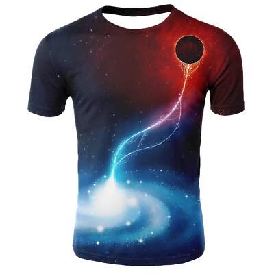 Stylish Men's Digital Print T-Shirt - Casual Polyester Fiber Top for Fashion-For-image