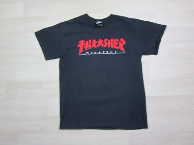 Thrasher San Francisco Japanese Logo (M) Black Skateboard Magazine Godzilla Y2K-image