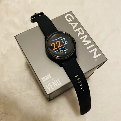 Garmin - Venu GPS Smartwatch 30mm Fiber- Reinforced Polymer - Black With Silicon-image