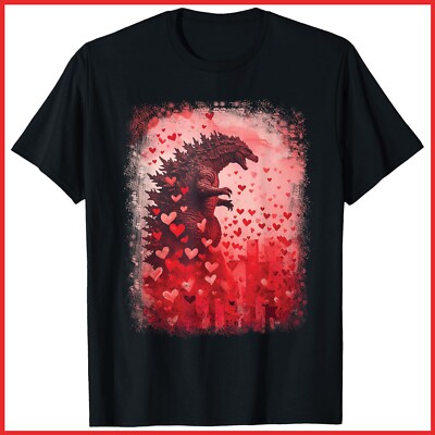 Kaiju Valentine Japan Monster Movie Japanese Black Cotton T-Shirt S-5XL-image