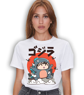 Kawaii Monster Godzilla T-shirt Funny Novelty Graphic Tee T-shirts-image
