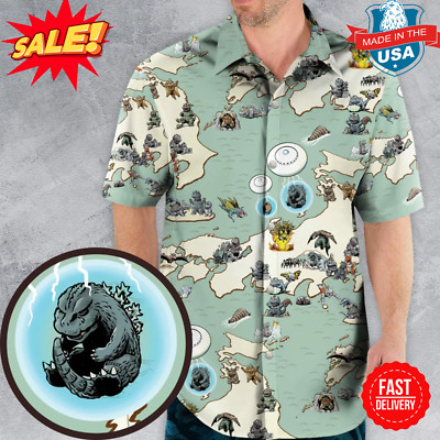 Godzilla Battle History 1954 -1975 Hawaiian Shirt S-5XL-image