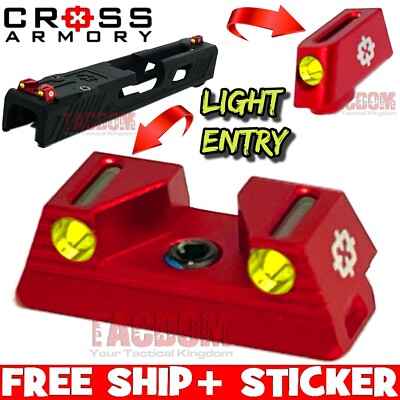 Cross Armory RED STANDARD Height Sights GL0CK 17 19 21 22 23 26 34 FIBER OPTIC-image