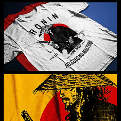 Samurai T-Shirt deadly warrior with sword Bushido Code Japanese steel-image