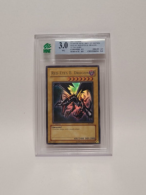 YUGIOH 2003 Red-Eyes B Dragon SDJ-001 Ultra Rare 1st Edition Graded 3 VG-image