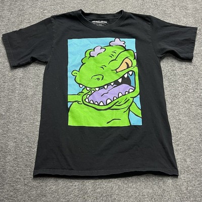 Nickelodeon Rugrats Reptar T-shirt Small Black Short Sleeve Green Dinosaur-image