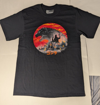 Godzilla Graphic T Shirt Men's Medium Short Sleeve Used Black Shirt Punch-image