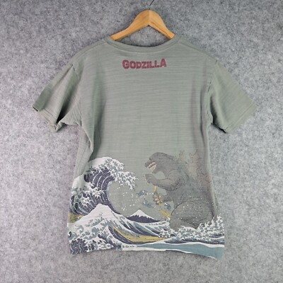 Vintage Godzilla Toho Shirt Womens Large Grey Back Print Short Sleeve Crew Neck-image