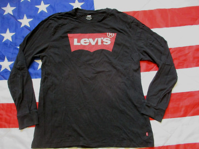 real LEVI'S LEVIS LEVI large bat wing logo LONG SLEEVE  red tab T SHIRT black XL-image