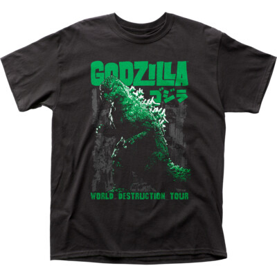 Godzilla World Destruction Tour T Shirt Mens Licensed Pop Culture Movie Black-image