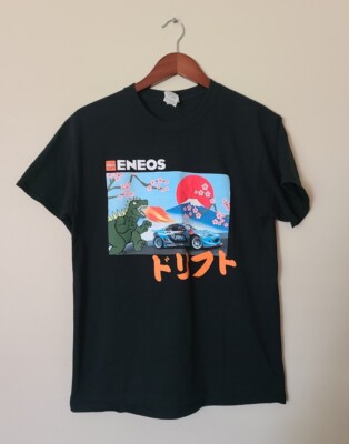 RARE Eneos Daijiro Yoshihara T-Shirt feat. Godzilla, Cherry Blossoms Size M EUC-image
